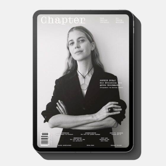 iPad mock-up of design magazine Chapter featuring designer Sophie Buhai on the cover