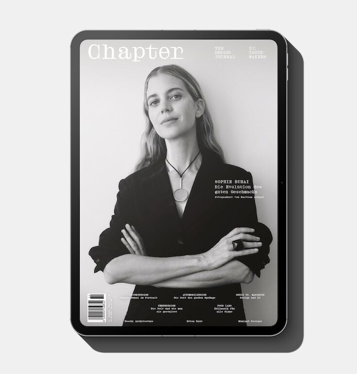 iPad mock-up of design magazine Chapter featuring designer Sophie Buhai on the cover