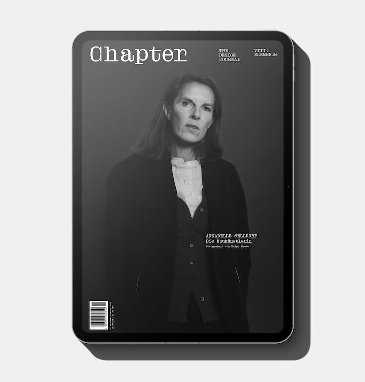 iPad mock-up of design magazine Chapter, featuring architect Annabelle Selldorf from Selldorf Architects