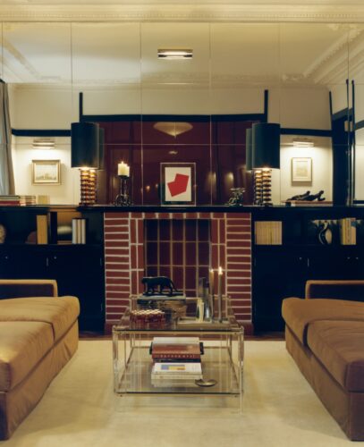 Living room in a private apartment in Paris called Quai Branly designed by Necchi Architecture