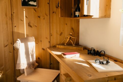 Hotel room with wood paneling at the Grand Hotel Belvedere in Wengen