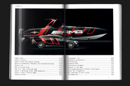 Mock up of design magazine Chapter showing an AMG speedboat