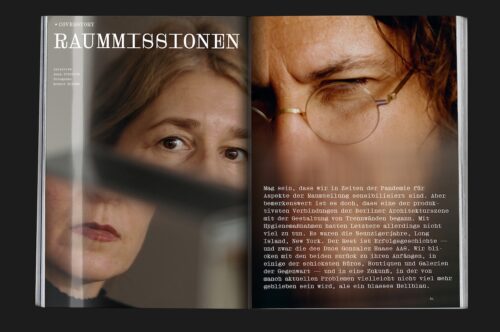 Mock up of design magazine Chapter showing the cover feature of architecture duo Gonzalez Haase