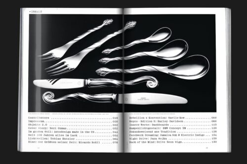 Mock up of design magazine Chapter showing cutlery by Griegst