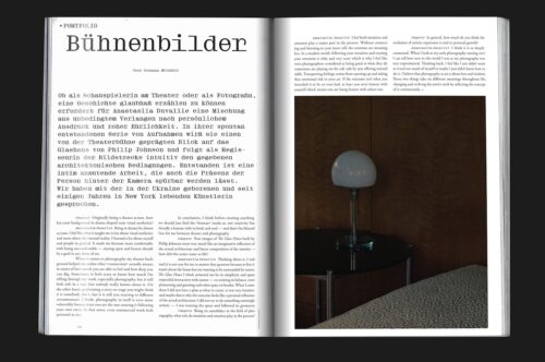 Mock up of design magazine Chapter showing feature of analogue photography of the Glass House by Philip Johnson