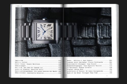 Mock up of design magazine Chapter showing a Cartier Tank