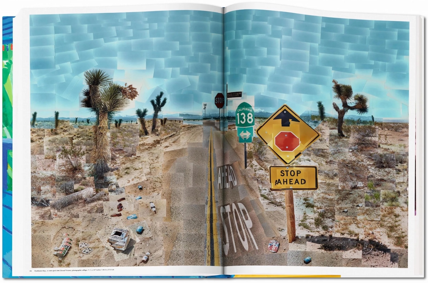 Spread of book "David Hockney - A Bigger Book", Collector's Edition, with a Marc Newson bookstand
