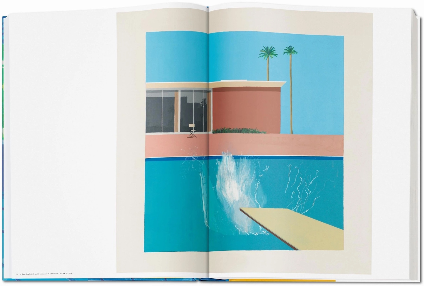 Spread of book "David Hockney - A Bigger Book", Collector's Edition, with a Marc Newson bookstand