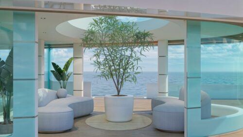 Rendering of Zen Garden at the Superyacht Haven,by Designer Felix Chapman-Sheath (CS Yacht Design)