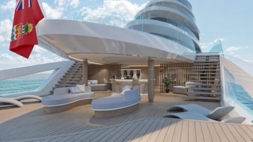 Rendering of Interior design concept of Superyacht Haven,by Designer Felix Chapman-Sheath (CS Yacht Design)
