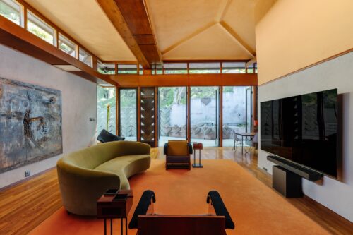 David Lynch House Hollywood Hills on Senalda Road – Beverly Johnson House by Lloyd Wright, Mid-Century Modern architecture, film location, compound for sale