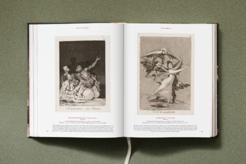 Illustrated book Goya. The Complete Prints in a yellow linen binding with blue lettering and dust jacket, published by TASCHEN Verlag.