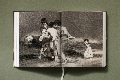 Illustrated book Goya. The Complete Prints in a yellow linen binding with blue lettering and dust jacket, published by TASCHEN Verlag.