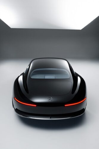 Mercedes-Benz Vision Iconic Showcar sculptural exterior in deep black high-gloss finish