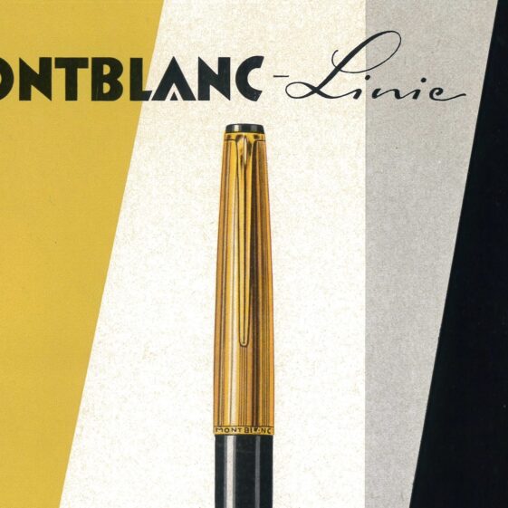 Vintage Montblanc Werbesujets der 1920er-Jahre mit Meisterstück Füllfederhalter – klare Typografie, ikonische Symbole, Design von Grete Gross.