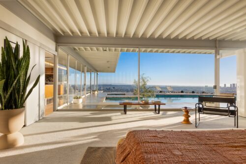 historic interior image of the Stahl House, Case Study House #22, in Los Angeles