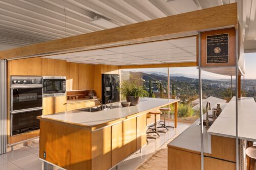 historic interior image of the Stahl House, Case Study House #22, in Los Angeles