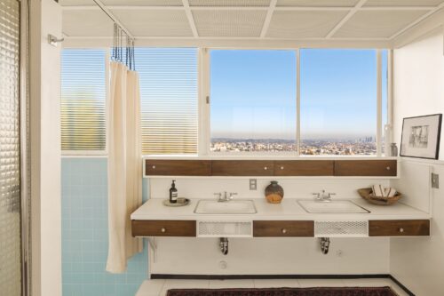 historic interior image of the Stahl House, Case Study House #22, in Los Angeles