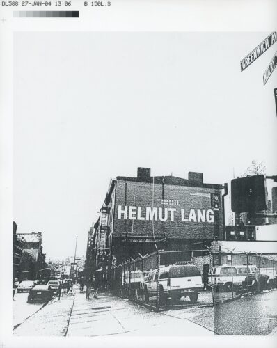 Advertorial in New York City from the exhibition Helmut Lang. Séance de Travail 1986–2005 at MAK Vienna