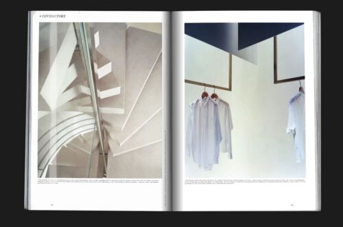 Jil Sander Flagshipstores in Paris mit Wendeltreppe an der Avenue Montaigne, in Kollaboration mit Architekt Michael Gabellini 