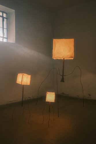 Installation of lamps from Fenna Kosfeld’s “Mother Dweller” series.