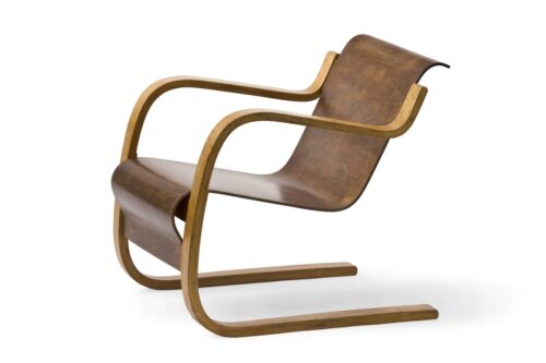 Alvar Aalto's Armchair 42 made out of birch lamella and birch plywood, 1931–32, Foundation for the Finnish Museum of Architecture and Design