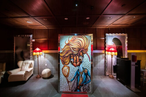 lobby of the sls hotel beverly hills with interior design objects by designer philippe starck
