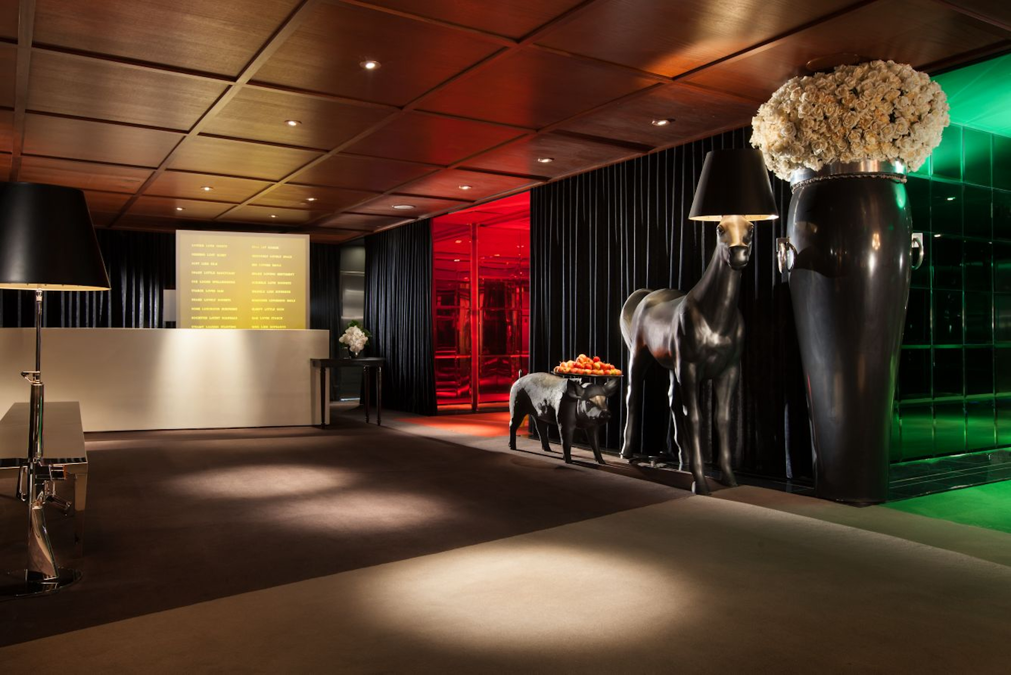 main lobby of the sls hotel beverly hills with interior design objects by designer philippe starck