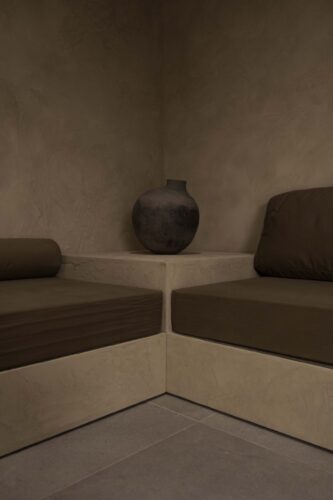 interior of a room at reset hotel in 29 palms california