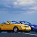 Yellow and blue Mercedes-Benz SLK 200 Roadster Cabriolet